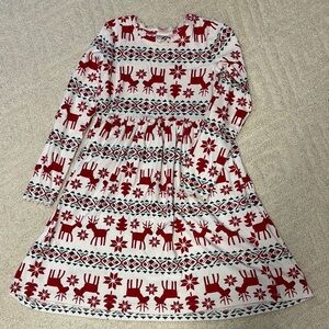 Hanna Andersson Red and White Casual Sundress with Cuffed Long Sleeves